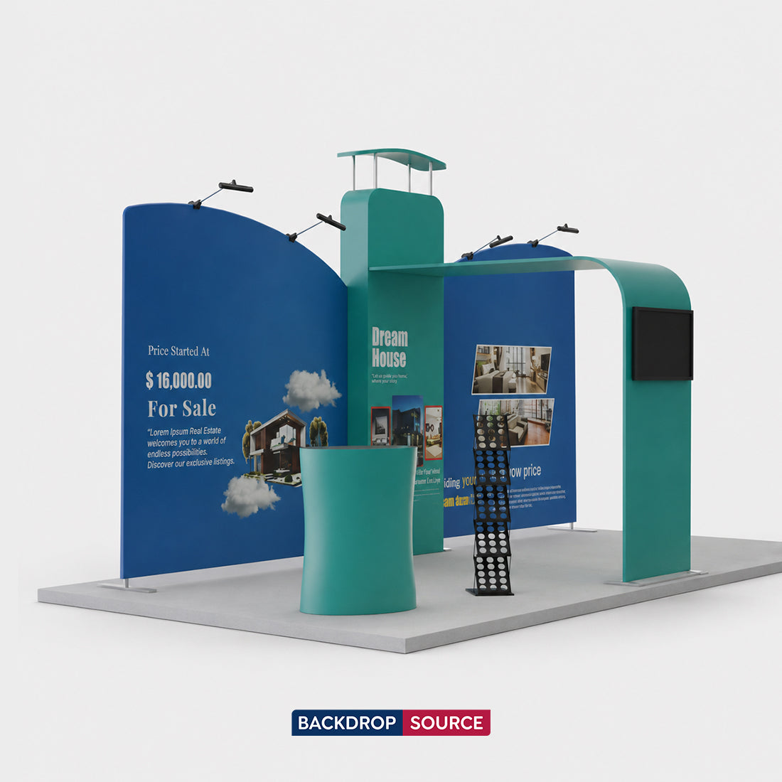 6x3m Inclined Straight Backdrop with 3D Wall & Arch Exhibition Kit