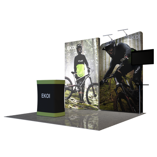 3x3m Fabric Wall Booth Kit with TV Mount & Inclined Display