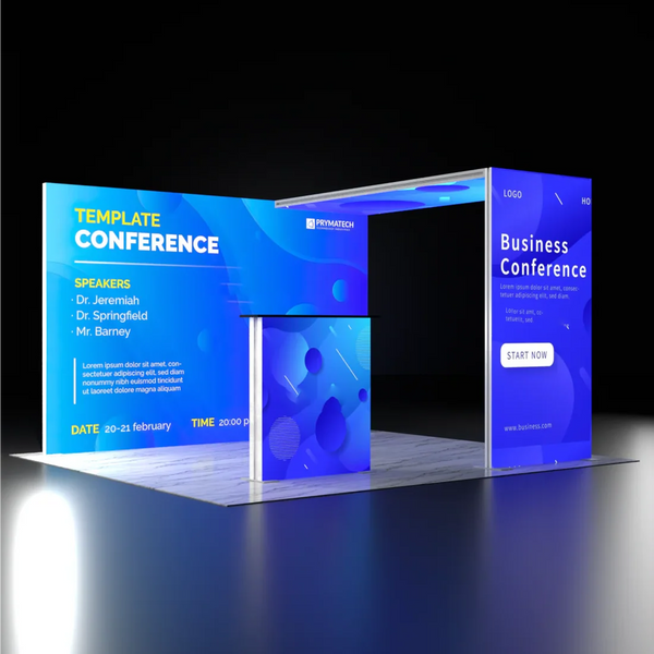 Backlit SEG Booth Kit with L-Arch Backwall & Lightbox Counter
