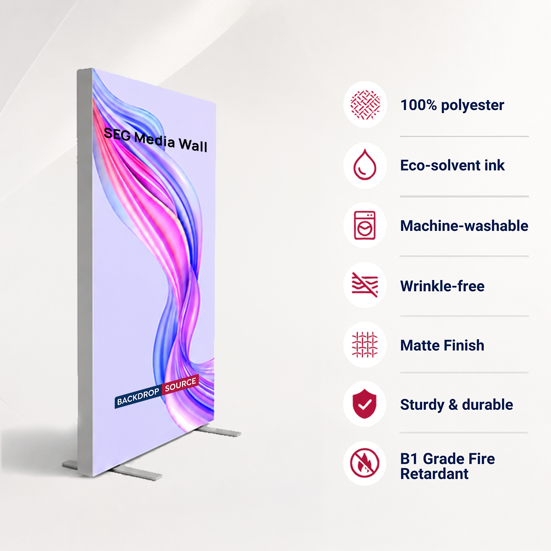 Non-Backlit SEG Fabric Media Wall - 1.2m W x 2m H
