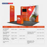 3x3m Booth Kit with Curved Wall, TV Shelf Tower & Banner