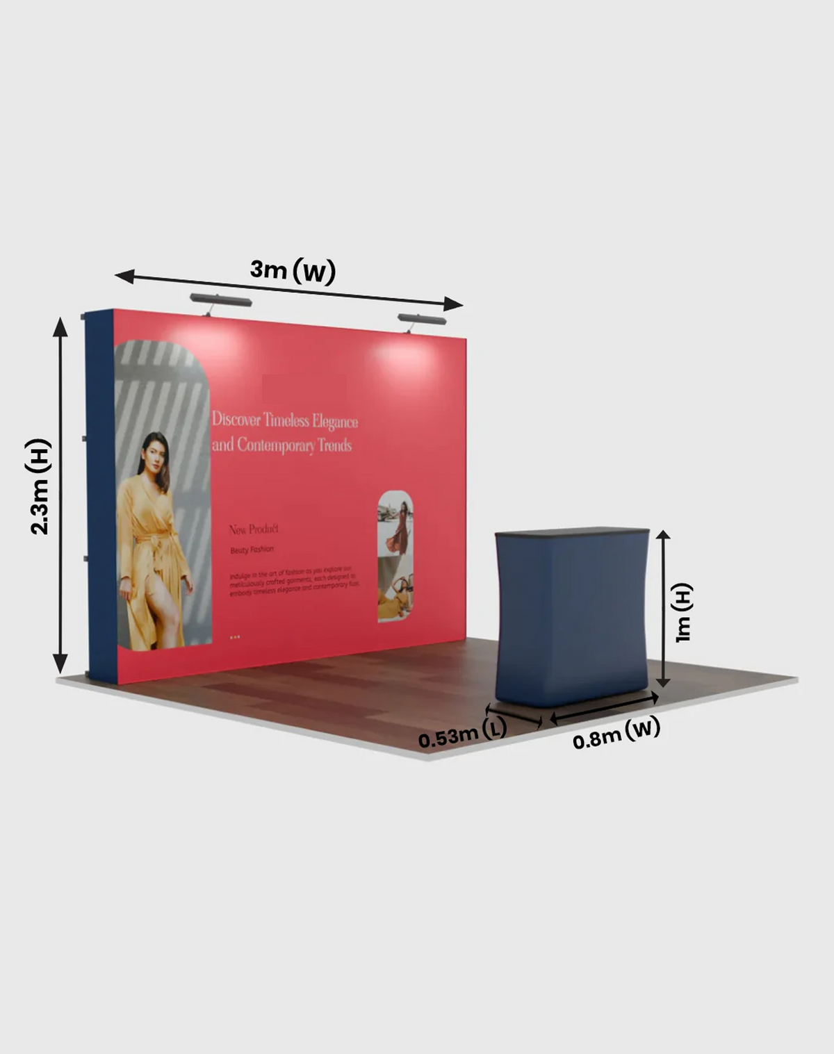 3m x 3m Straight Popup Exhibit Pro 3-in-1 Display Kit with Illume Lights