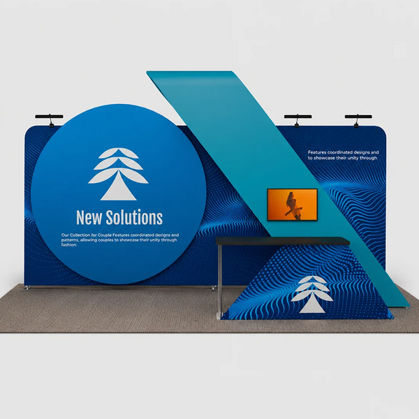 6x3m Booth Kit with 6m Backwall, Circular Display & TV Arch