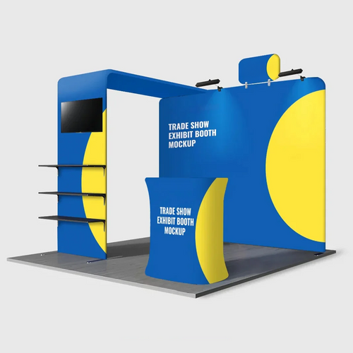 3x3m Booth Kit with L-Shape TV Shelf Tower & Counter