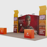 6x3m Booth Kit with Inclined Walls, 3D Shelf Stands & TV Mounts