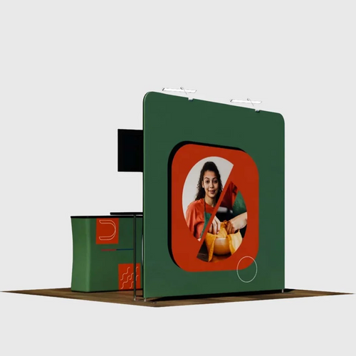 3x3m Inclined Wall Booth Kit with Counter & TV Mount
