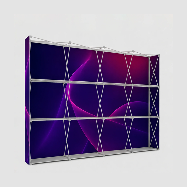 Portable Pop-Up Display Wall with Shelving (Dual-Side Print)