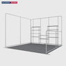 3x3m Corner Booth Kit with Back & Side Walls & 10 Shelves