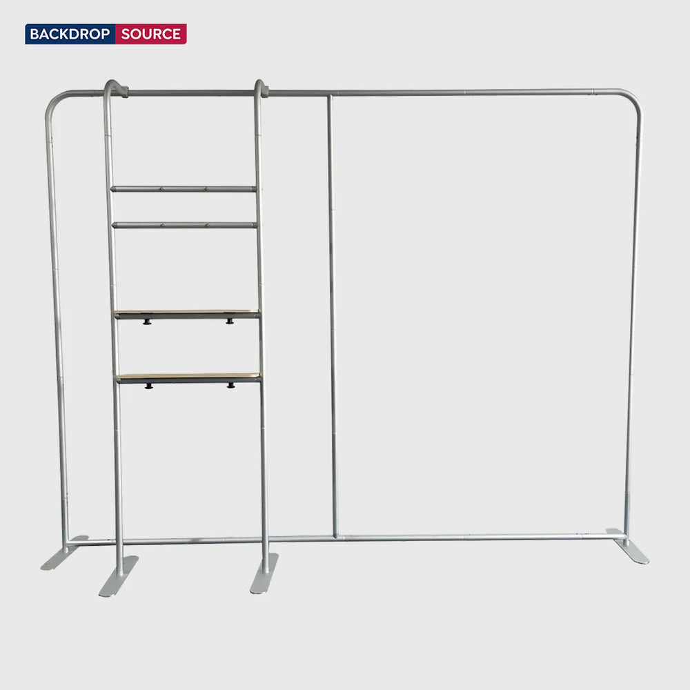 3x3m Booth Kit with Straight Wall, TV Shelf Tower & Banner