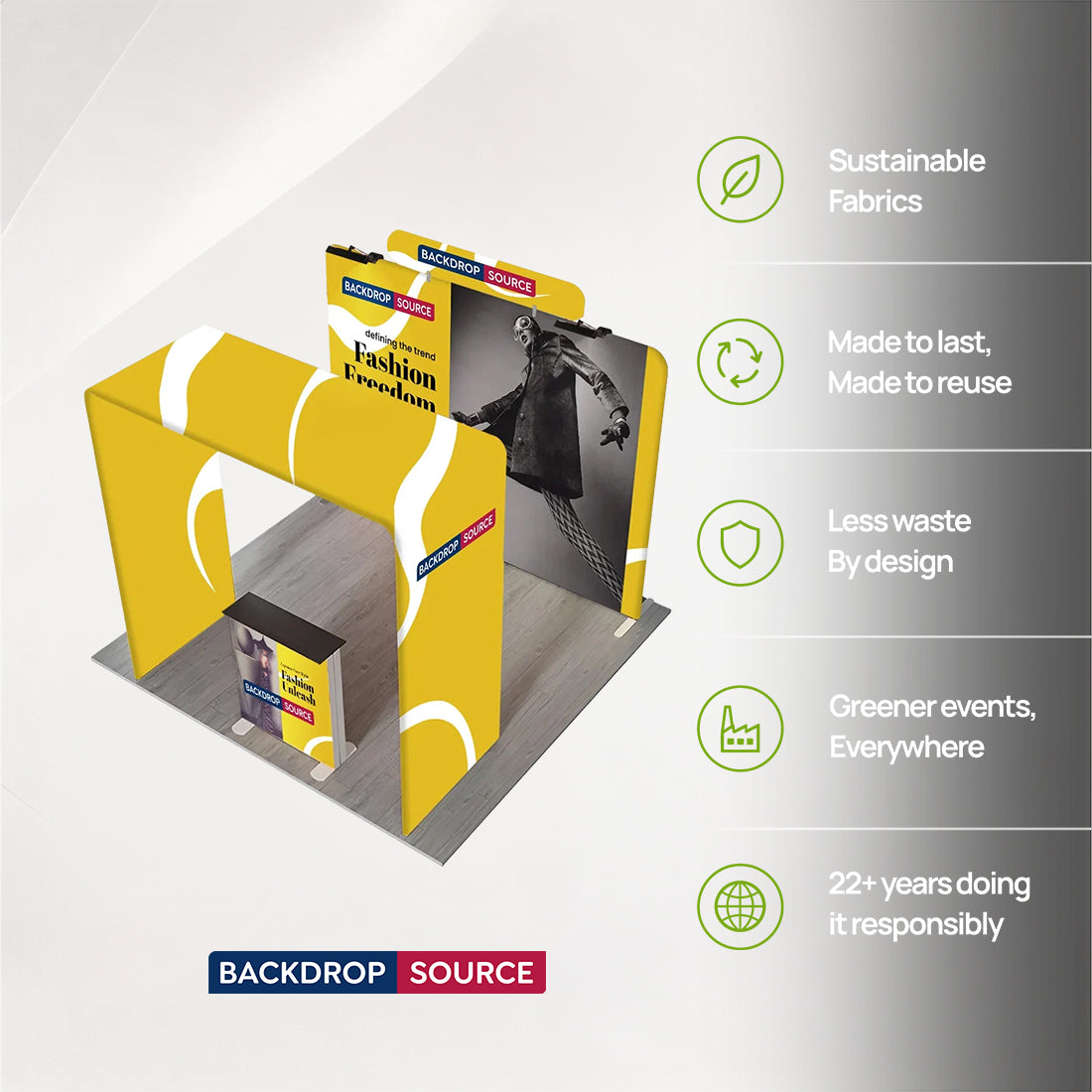 3x3m Square Arch Booth Kit with Backlit Lightbox Counter