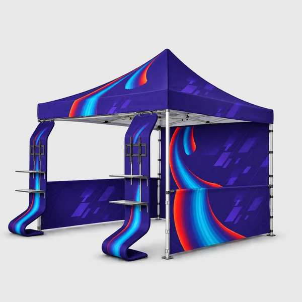 3m x 3m Fabric Canopy Kit with Waterfall Shelves & TV Mounts