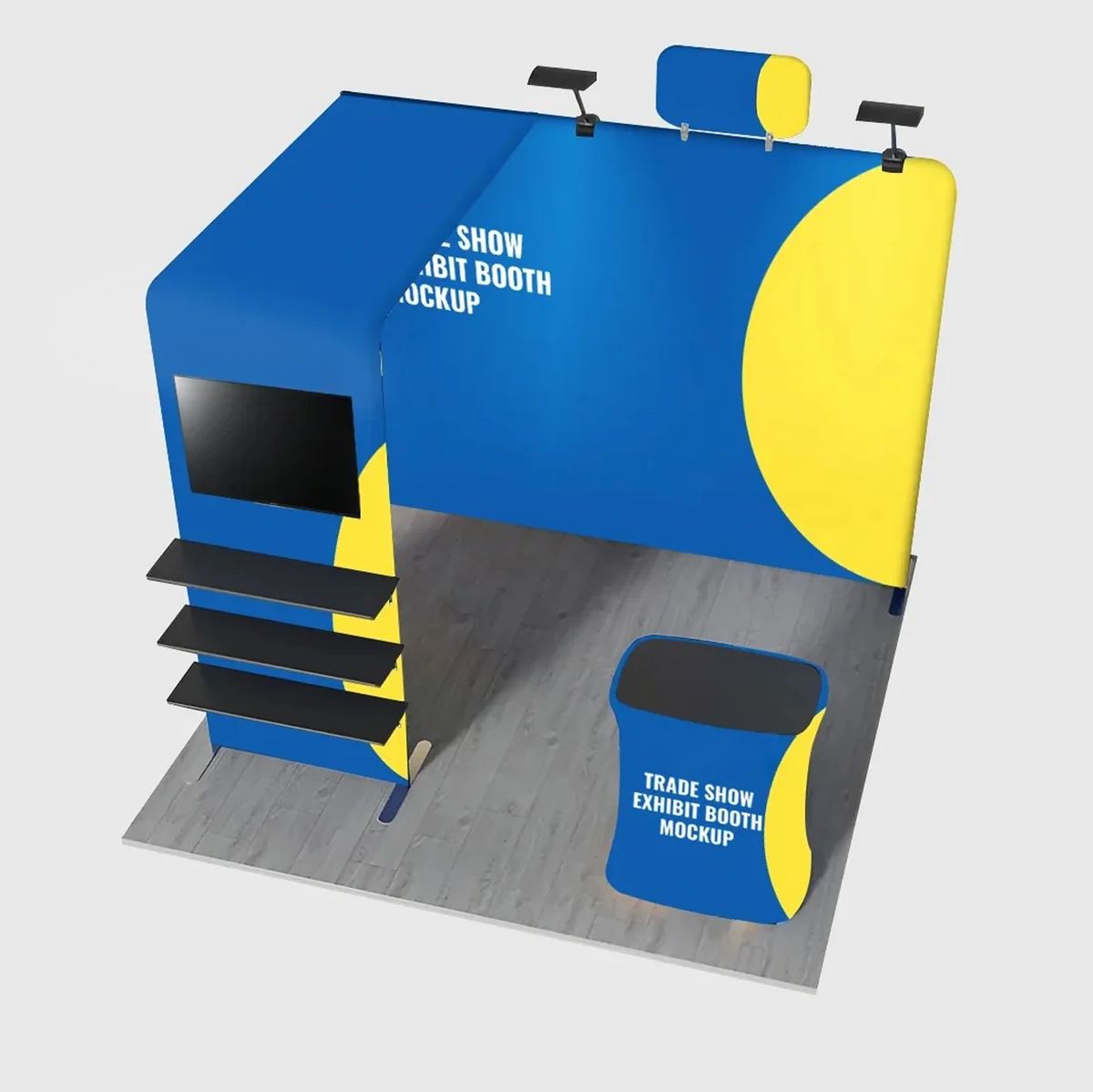 3x3m Booth Kit with L-Shape TV Shelf Tower & Counter