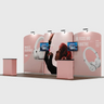 6x3m Booth Kit with Straight Centre Wall & Curved Side Walls