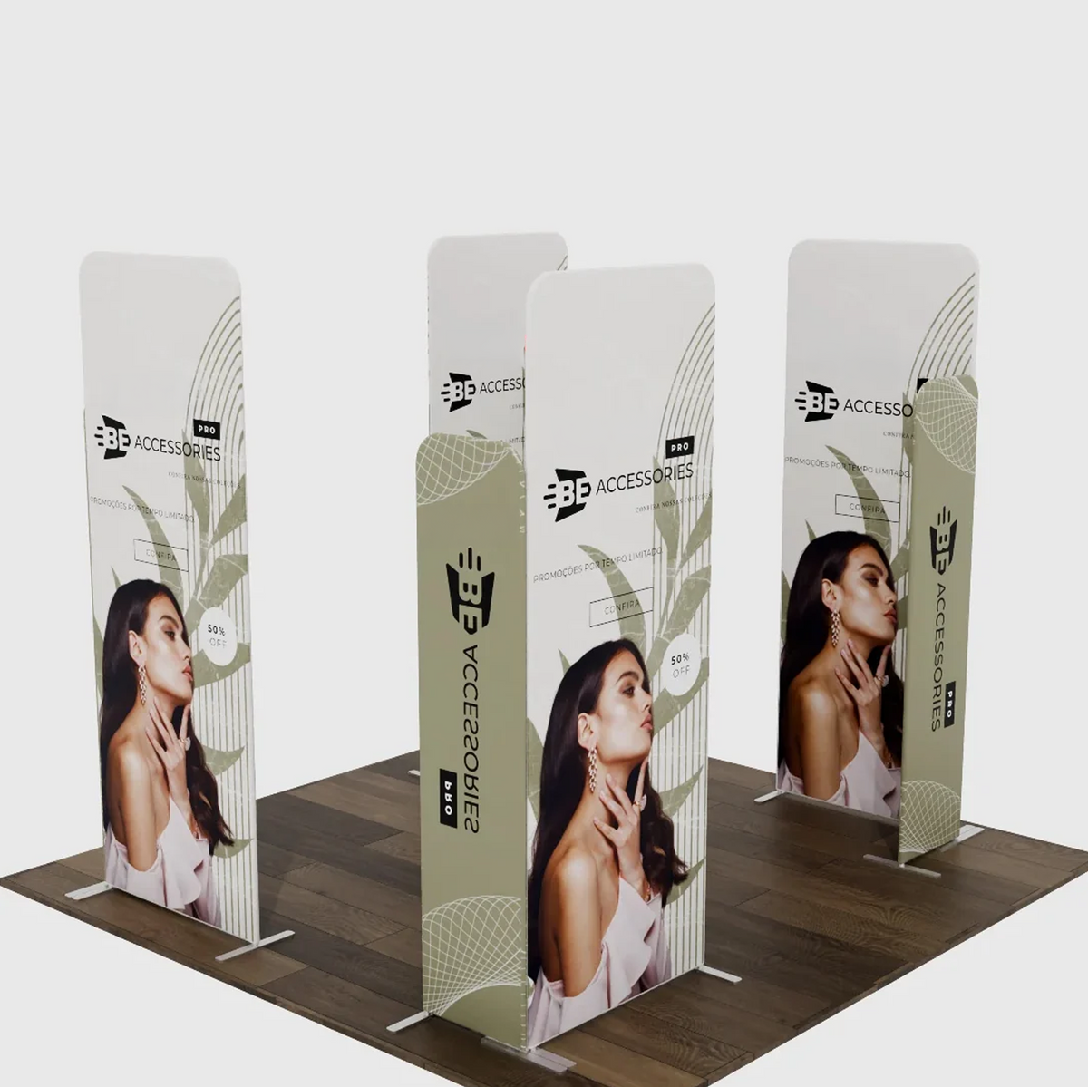 4x3m Magnetic Fabric Booth Wall with 8 Panels