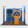 3x3m Booth Kit with Backwall, 2 Banners, TV Shelf & Oval Counter
