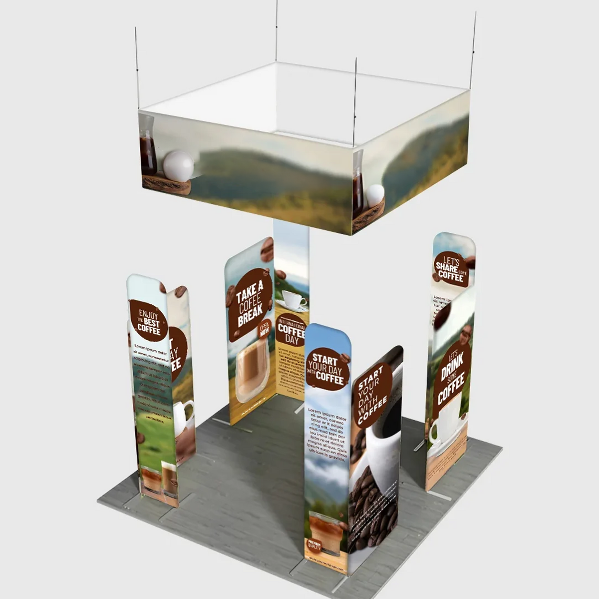 3x3m Magnetic Wall Booth Kit with 4-Sided Hanging Banner