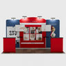 6x3m Booth Kit with Curved Centre Wall & Straight Side Walls