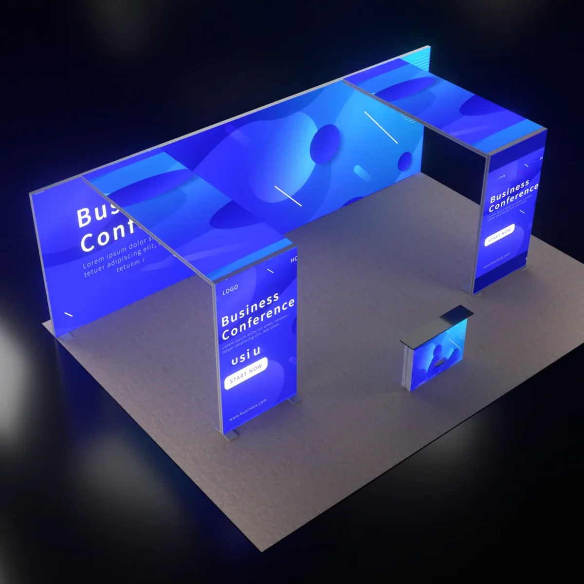 Backlit SEG Booth Kit with Twin L-Arches & Lightbox Counter