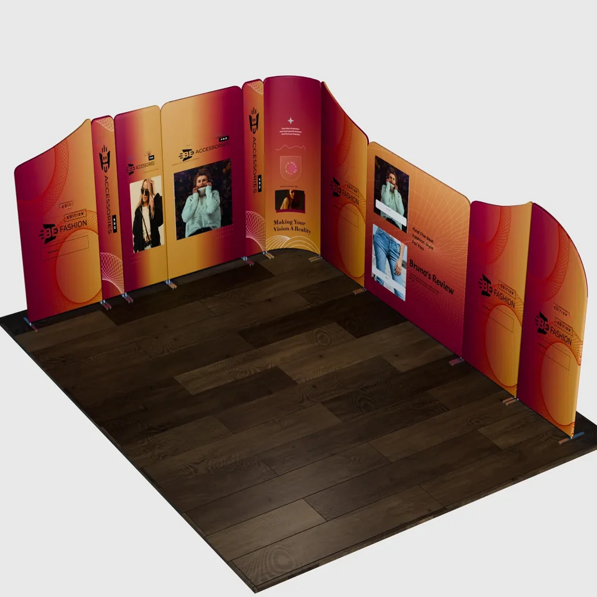5x5m Magnetic Fabric Booth Wall with 10 Panels
