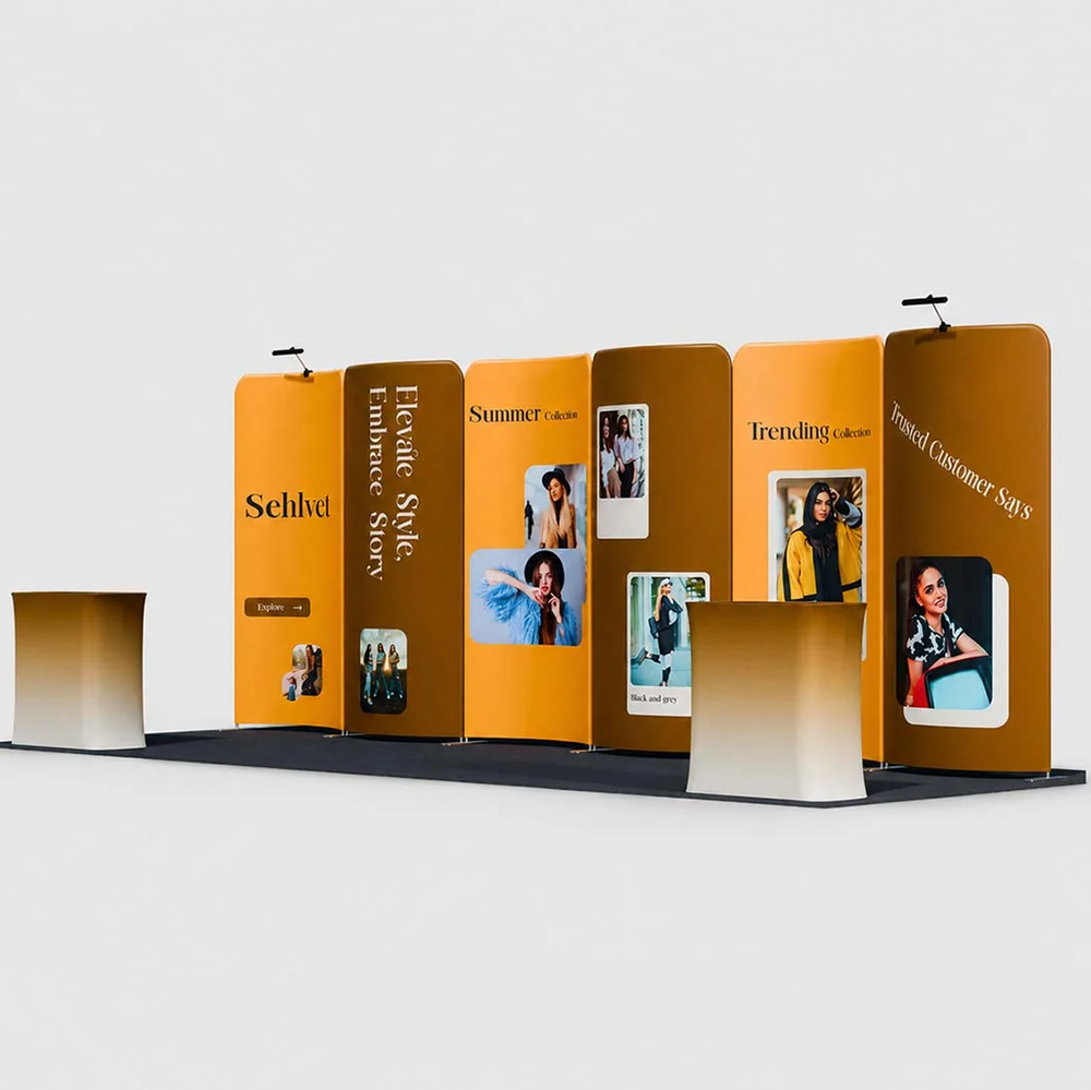 3x6m Magnetic Curved Wall Booth Kit with 2 Counters