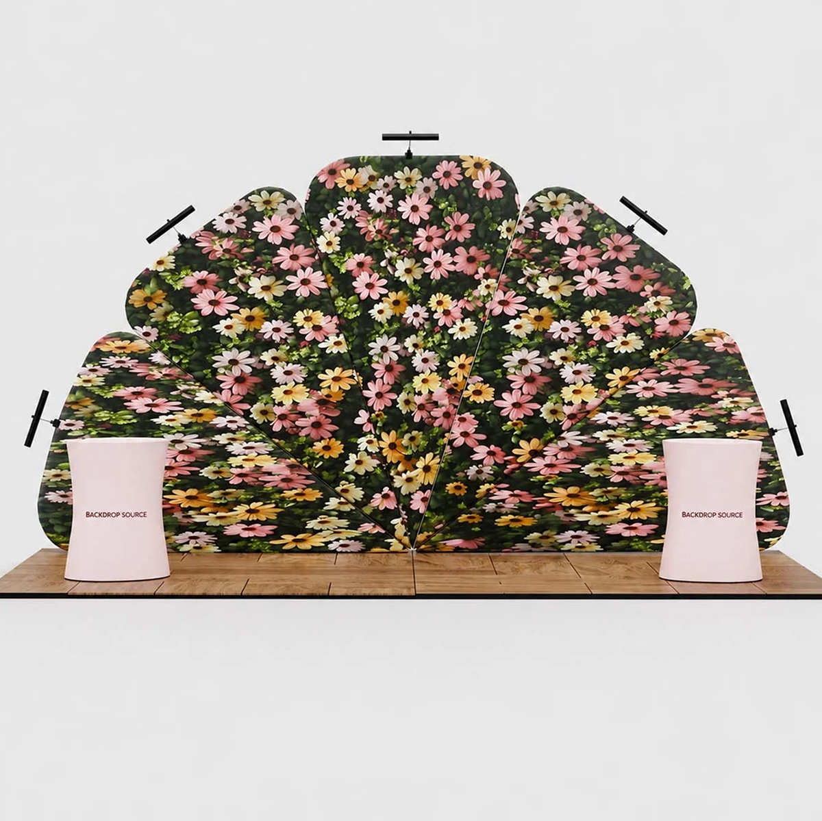 3x6m Petal Wall Booth Kit with 2 Oval Counters