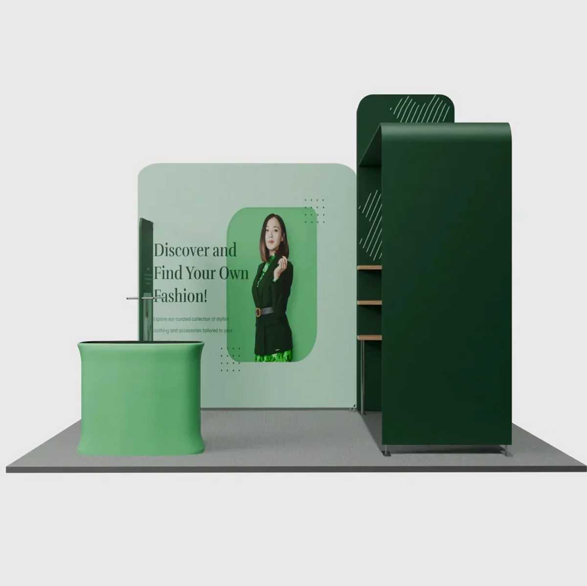3x3m L-Arch Booth Kit with 3D Shelf Wall Box & Counter