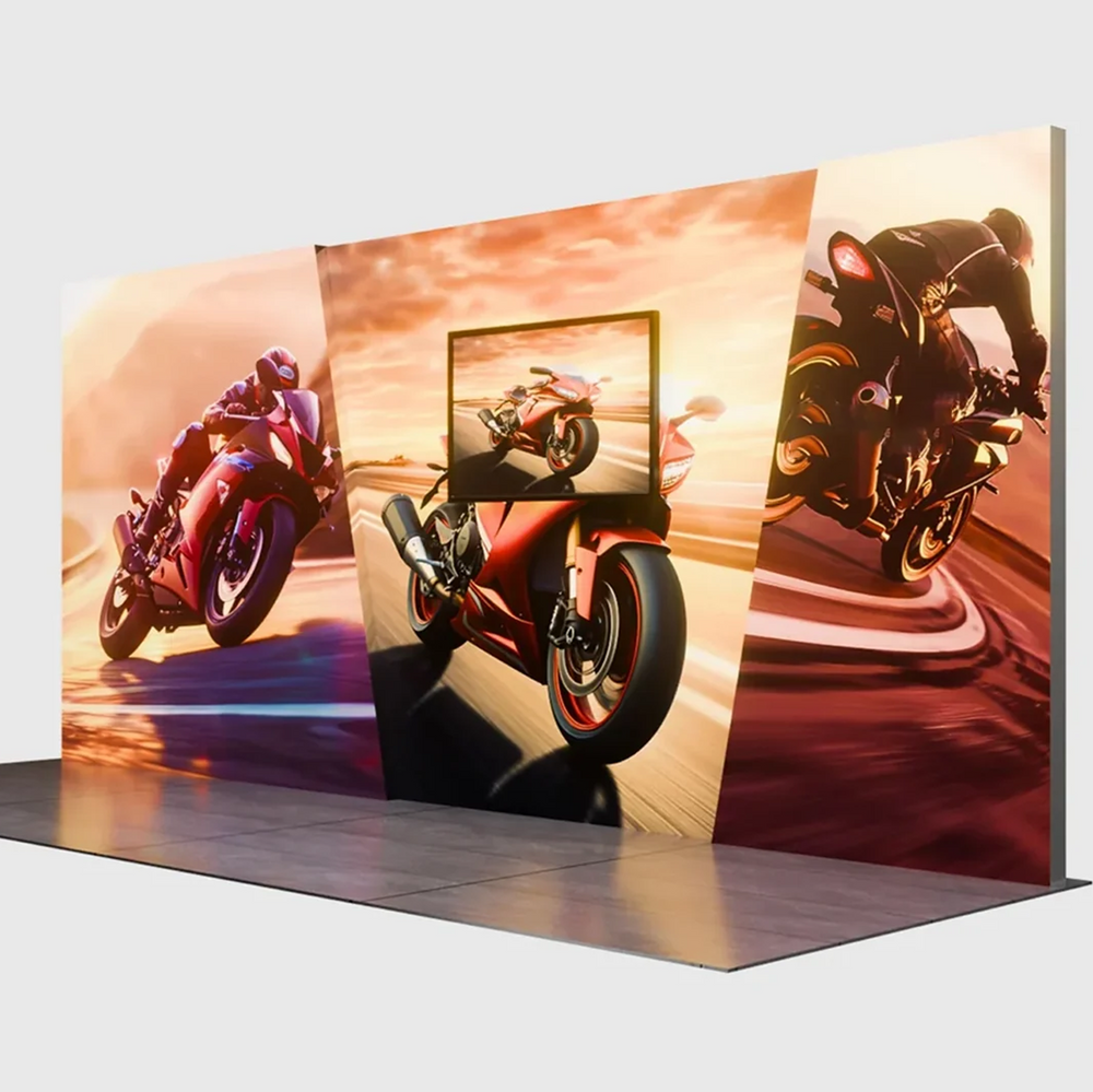 6x3m Backlit SEG Lightbox Booth Kit with 6m Wall & TV Mount
