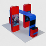 6x3m Booth Kit with 3D Media Walls, Square TV Arch & 2 Counters