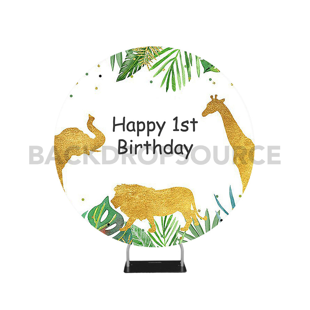 First Birthday Themed Circle Round Photo Booth Backdrop