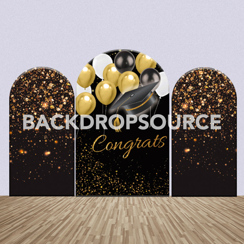 Black Themed Graduation Day Party Backdrop Media Sets for Birthday / Events/ Weddings