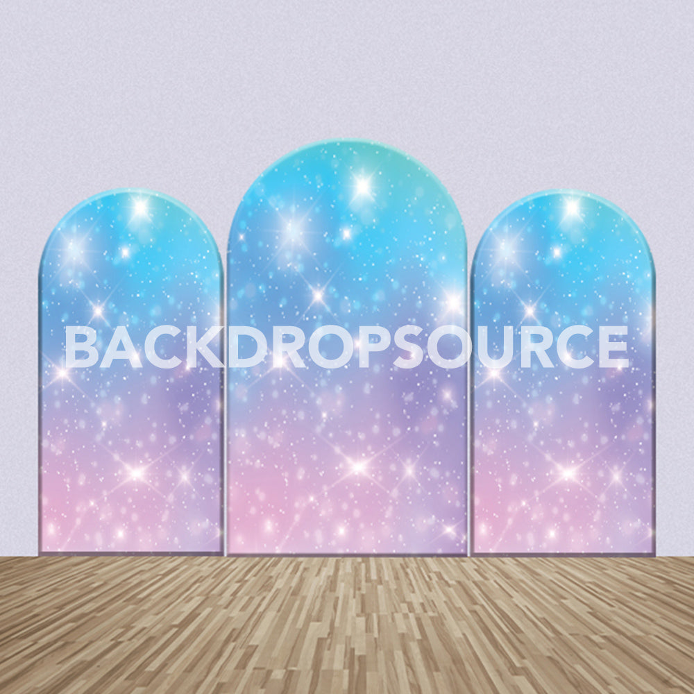 Glittery Blue and Pink Themed Party Backdrop Media Sets for Birthday / Events/ Weddings