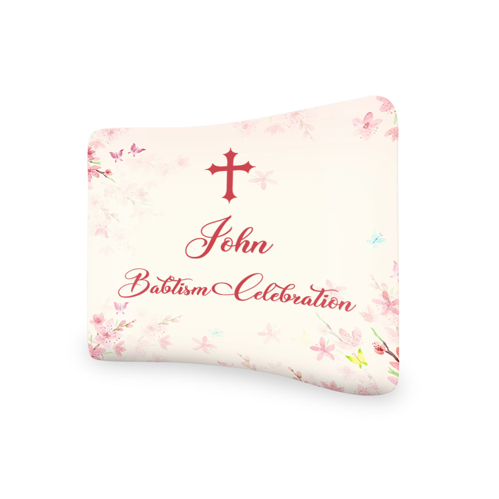 Baptism Celebration Banner Curved Tension Fabric Media Wall