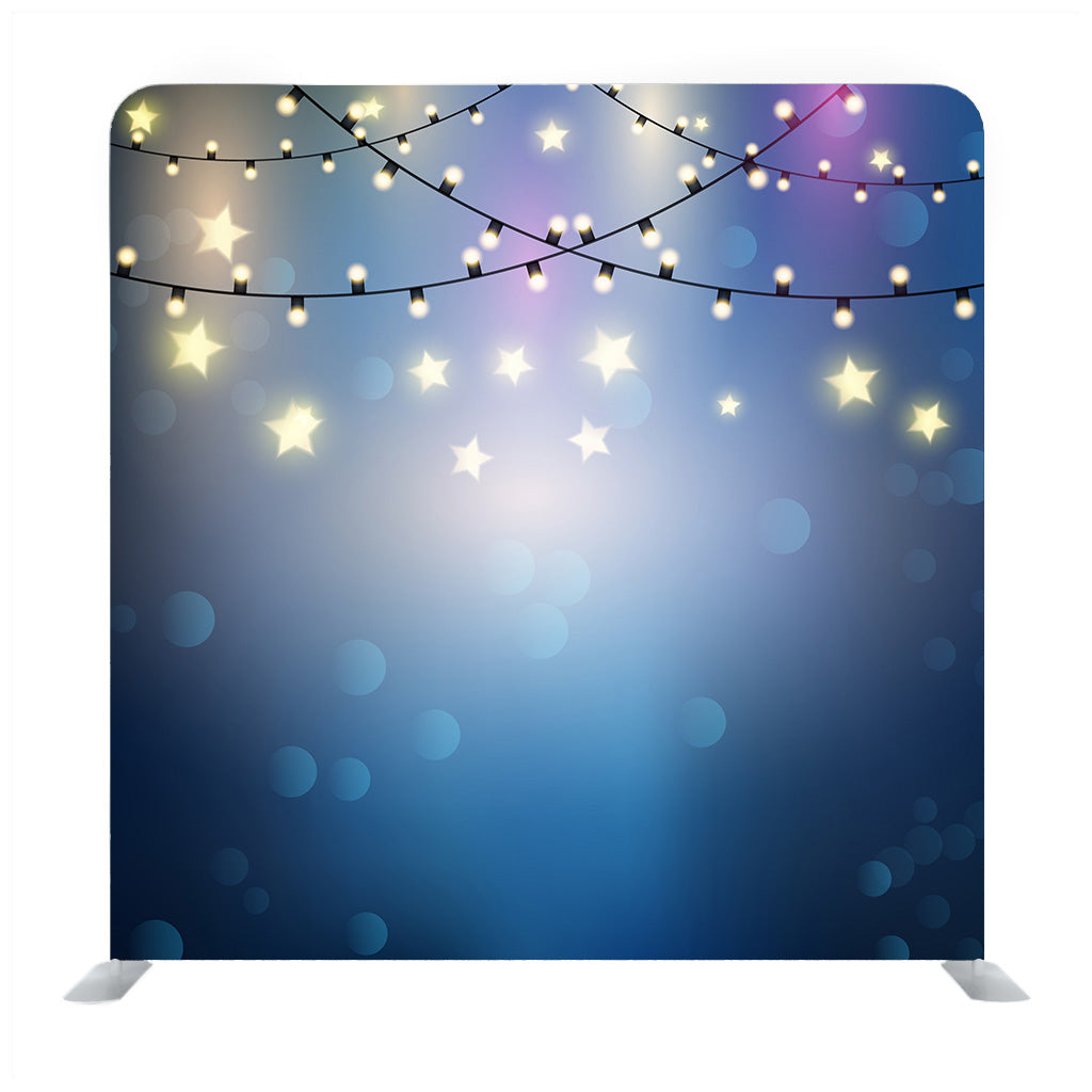 Christmas Background With Hanging String Lights Backdrop