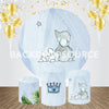 Cute Bunnies With Elephant Themed Event Party Round Backdrop Kit