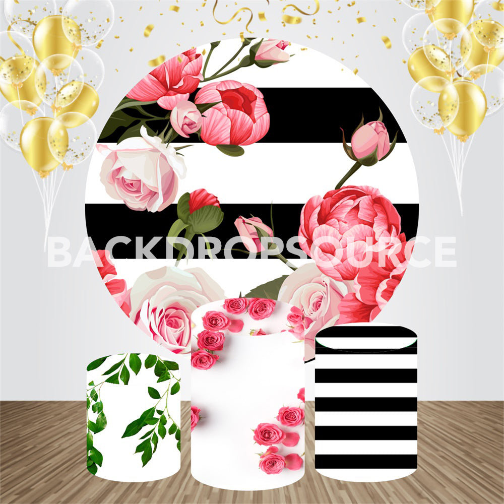 Floral Themed Event Party Round Backdrop Kit