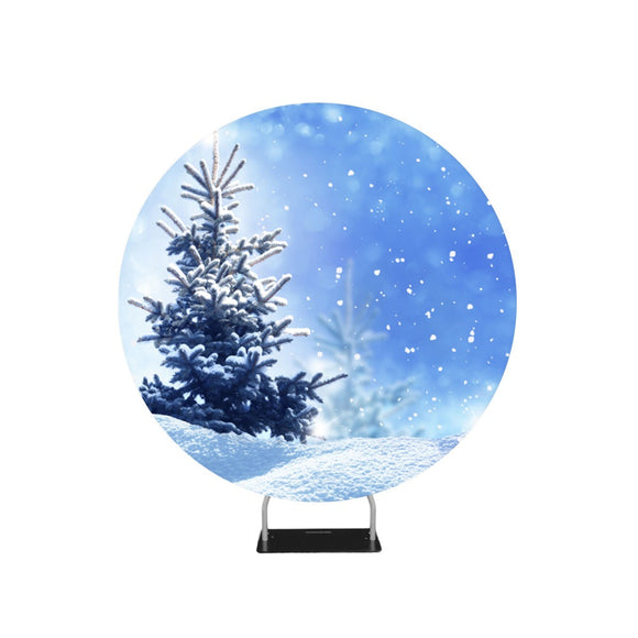 Frozen Tree Blue Glittering Sky Backdrop Circle Hintergrundständer