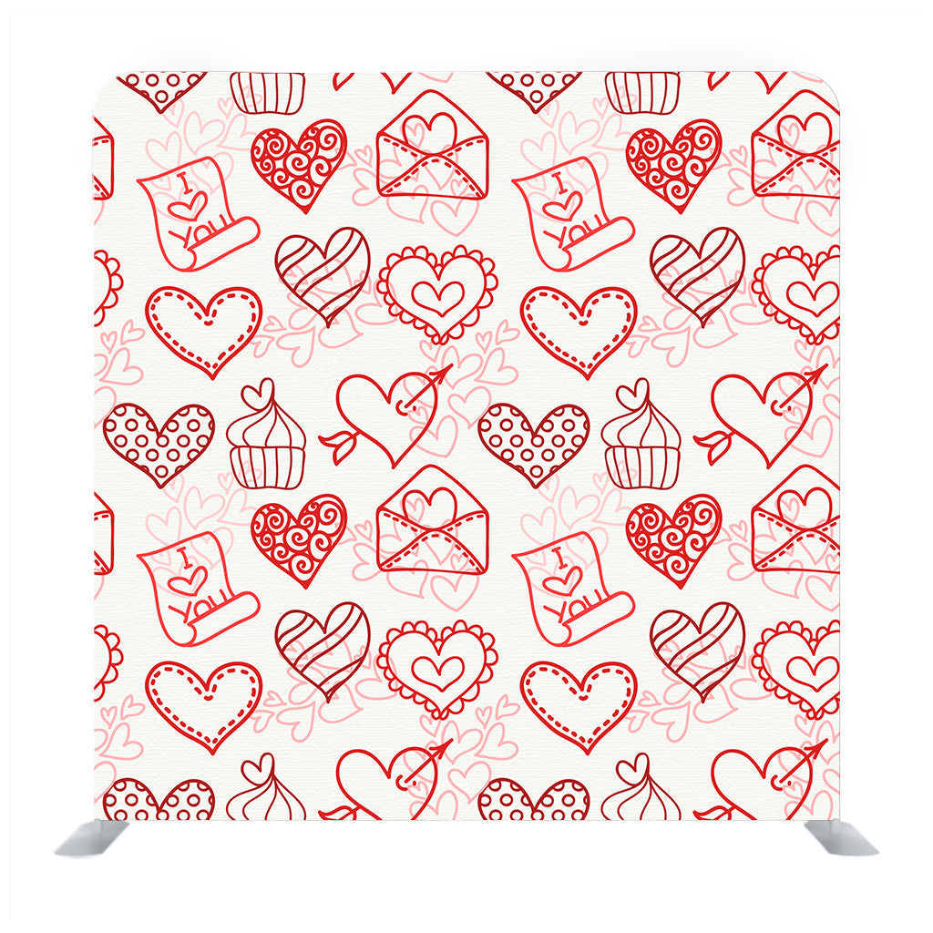 Hand Drawn Heart Love Doodle Background Media Wall