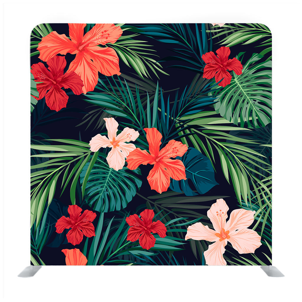 Summer Colorful Hawaiian Seamless Pattern With Tropical Plants And Hibiscus  Flowers Backdrop