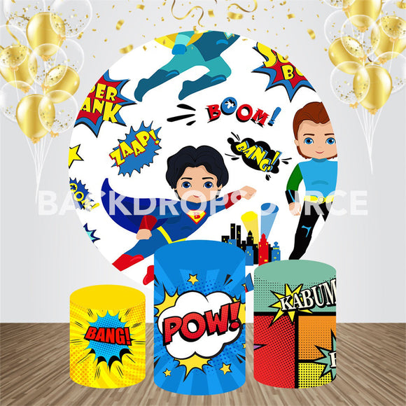 Baby Super Hero Event Party Round Backdrop Kit